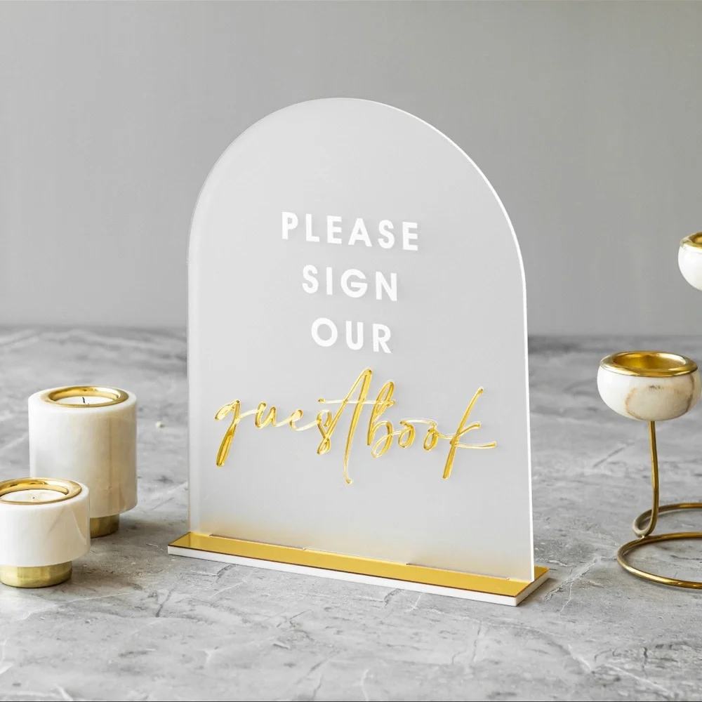 Gold and Clear Wedding Signage Set